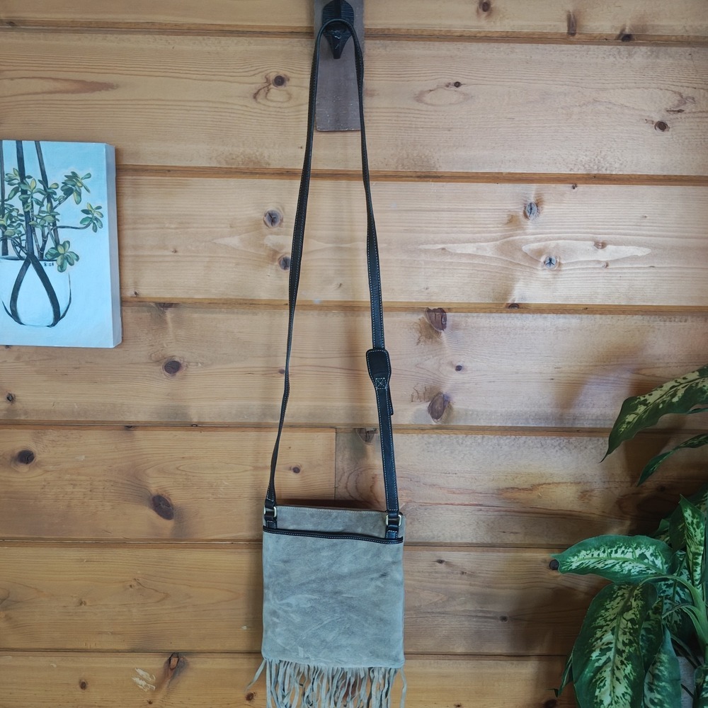 Coach Small Brown Suede Leather Fringe Crossbody Bag Y2K Boho Western Travel ZA4